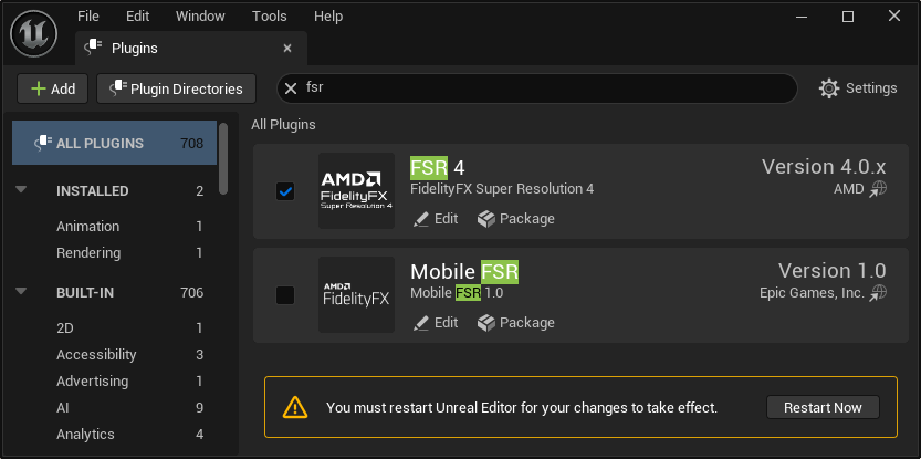 Unreal Engine FSR 4 plugin page