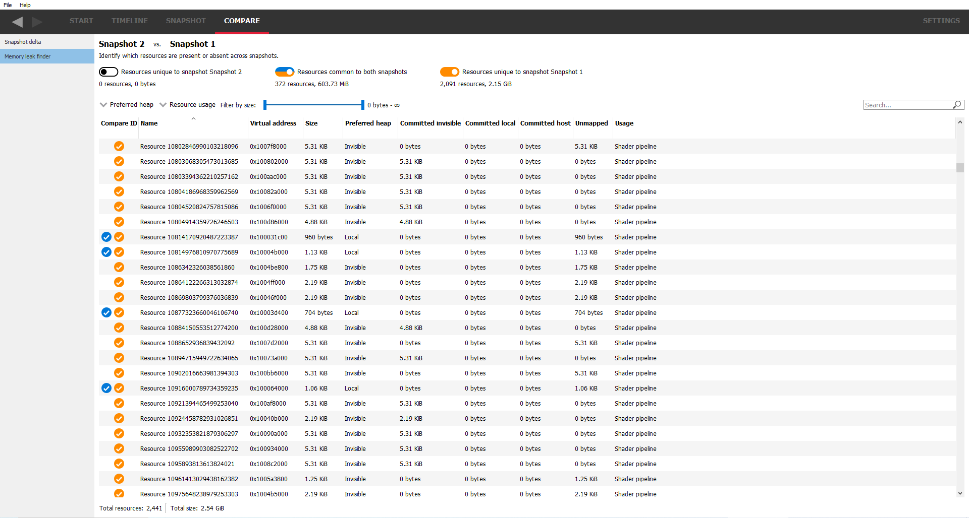 AMD RMV memory leak finder